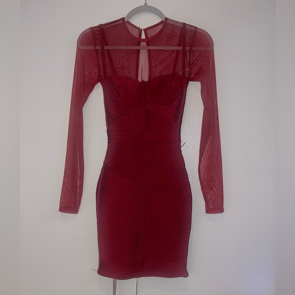 House of CB “Noelle” bandage Mesh dress XS